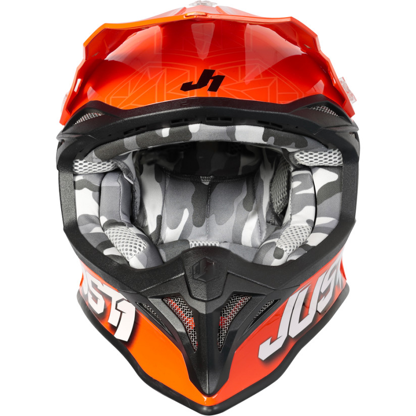 CASCO CROSS ENDURO JUST1 J39 KINETIC GLOSS grey red camo/ fluo orange - immagine 4