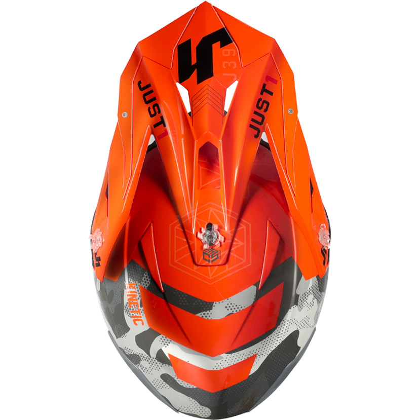 CASCO CROSS ENDURO JUST1 J39 KINETIC GLOSS grey red camo/ fluo orange - immagine 3