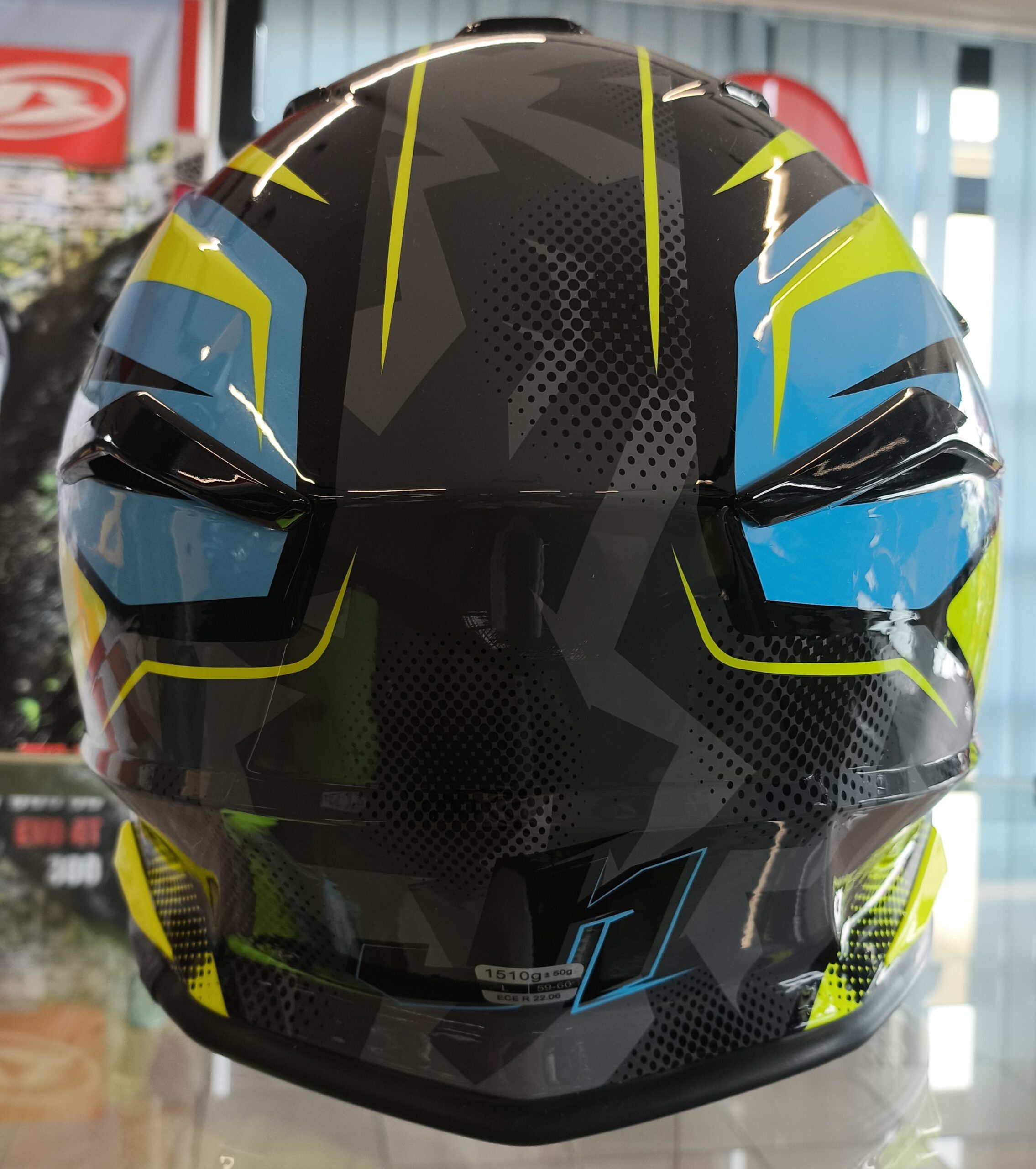 CASCO CROSS ENDURO JUST1 J39 THRUSTER BLUE - FLUO YELLOW - BLACK - immagine 3