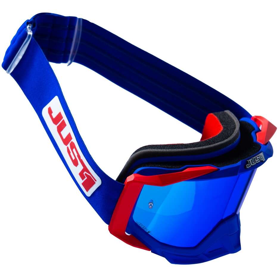 MASCHERA JUST1 GOGGLE IRIS 2.0 SUITE BLUE-RED-WHITE (lente specchio blu) - immagine 2